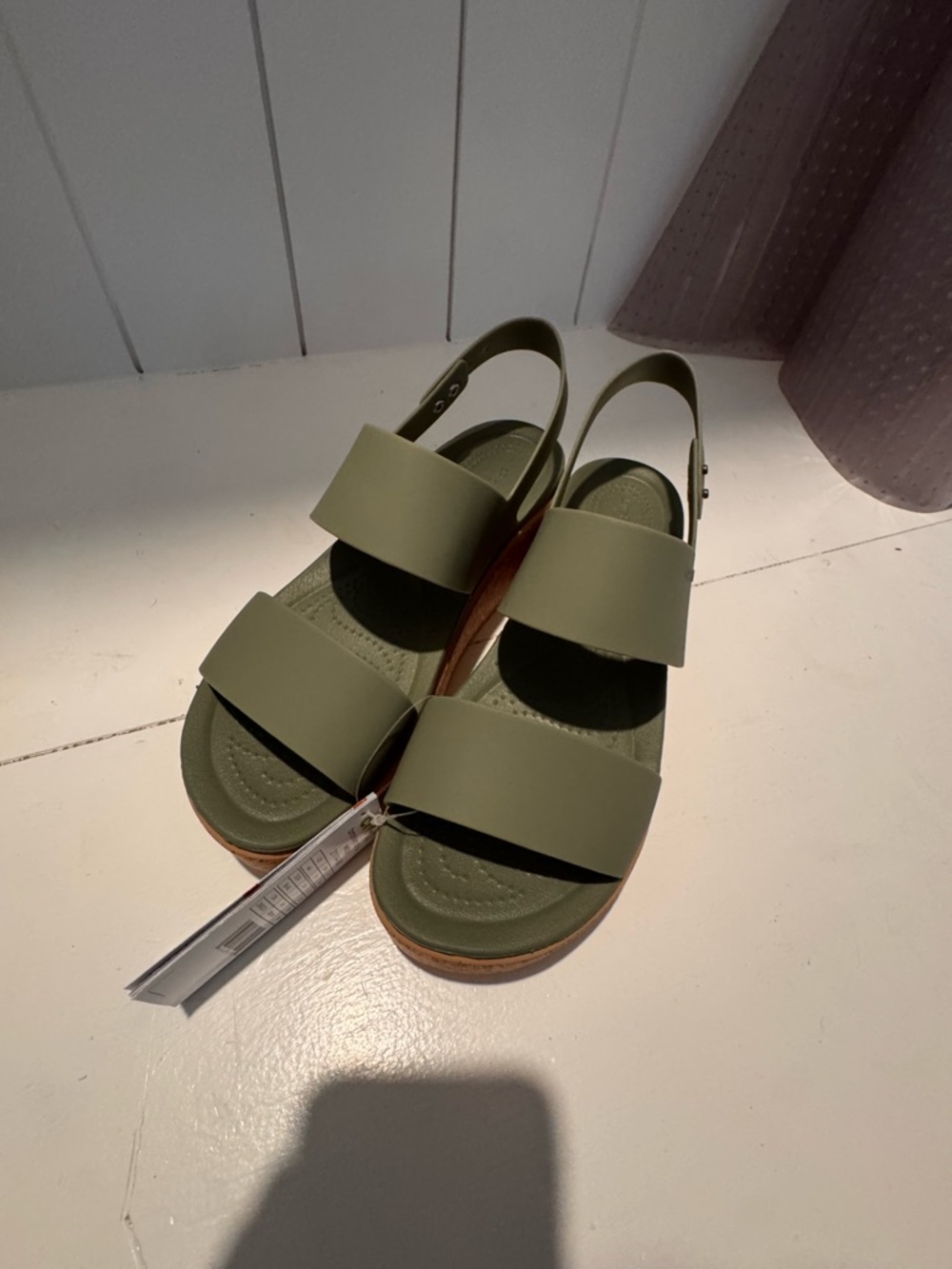 CROCS Olive Green Double-Strap Slingback Sandals